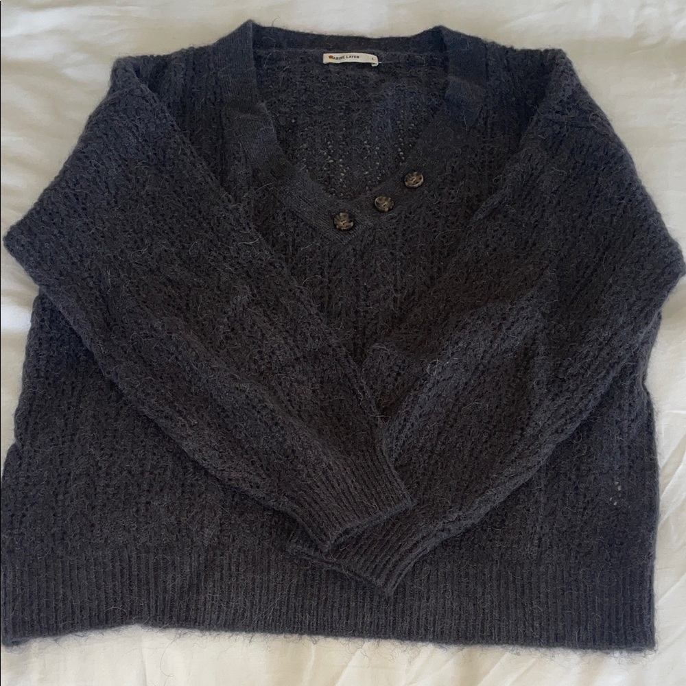 Marine Layer Dark Gray V-Neck Sweater